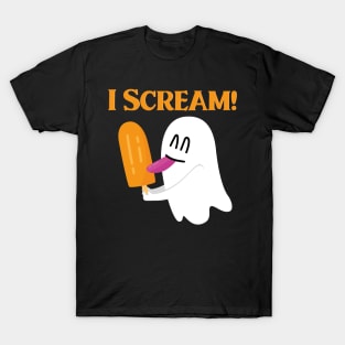 Ghost eating Ice cream halloween funny joke 2022 T-Shirt